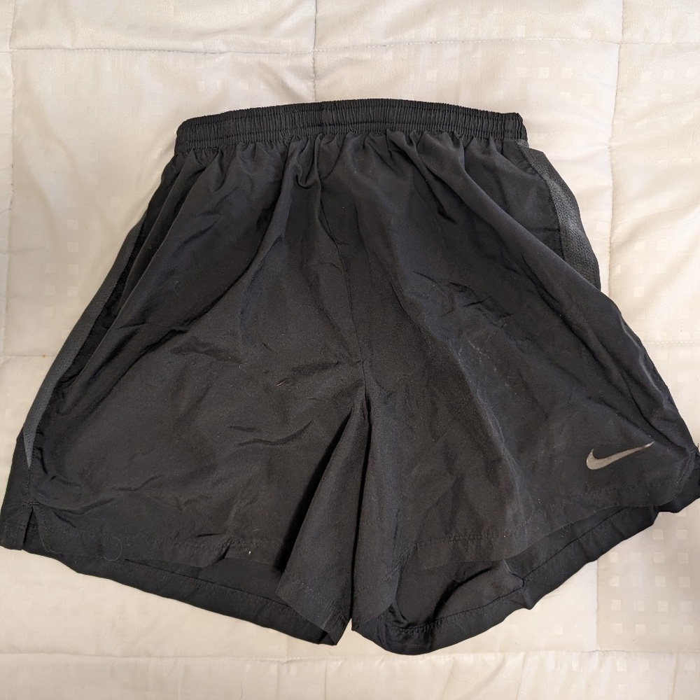 Nike black dri-fit running shorts with mesh liner